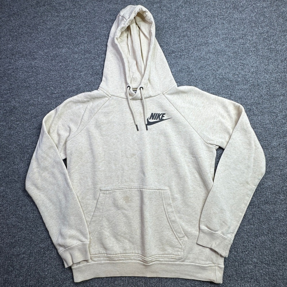 Nike Pullover Hoodie Mens XS Cream Oatmeal Fleece Logo‎ Gym Athletic